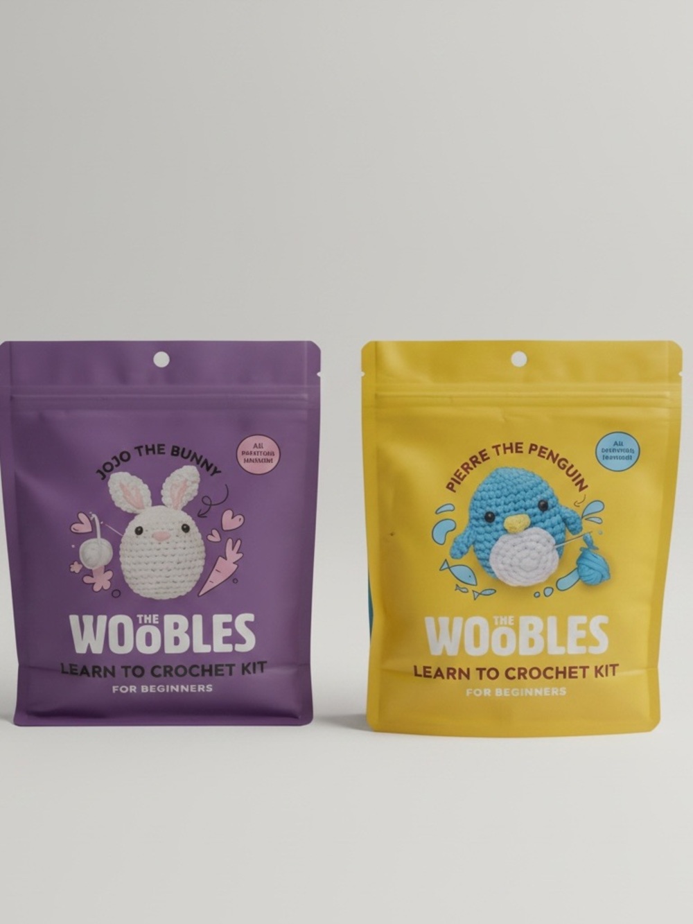 The Woobles Learn to Crochet Kit Bundle – Jojo the Bunny & Pierre the Penguin